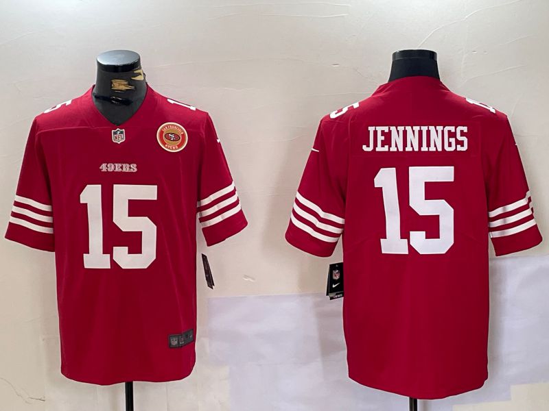 Men San Francisco 49ers #15 Jennings Red 2024 Nike Vapor Limited NFL Jersey style 2